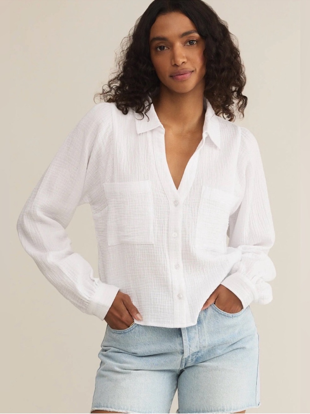 Z Supply Campo White Gauze Button Up Top